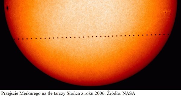 Tranzyt Merkurego na tle tarczy Słońca