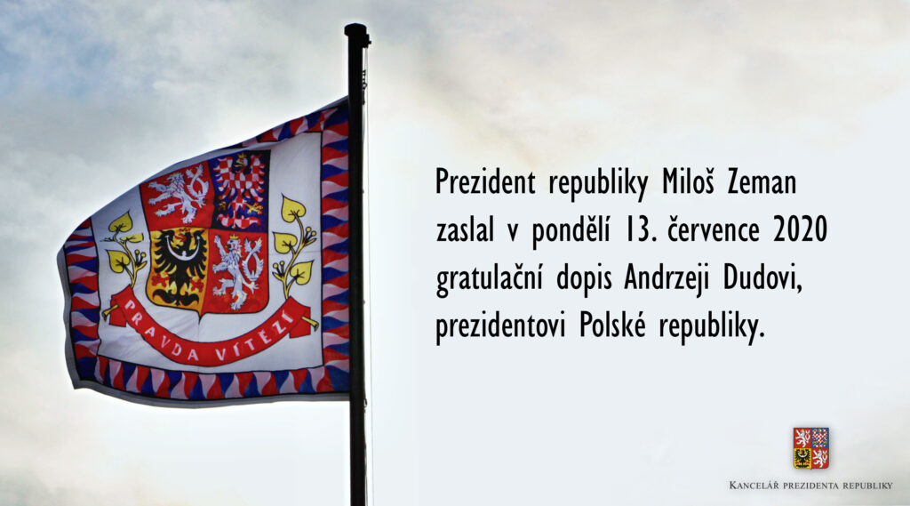 Gratulacje Andrzejowi Dudzie przesłał Miloš Zeman, Andrej Babiš i Jiří Ovčáček