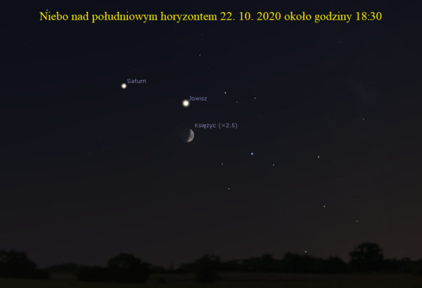 ZWROT ASTRONOMICZNIE. Koniunkcja Księżyca z Jowiszem i Saturnem