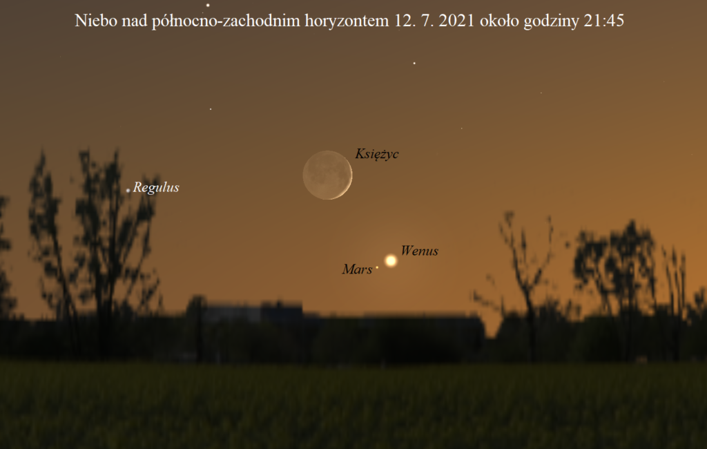 Koniunkcja Księżyca z Wenus i Marsem