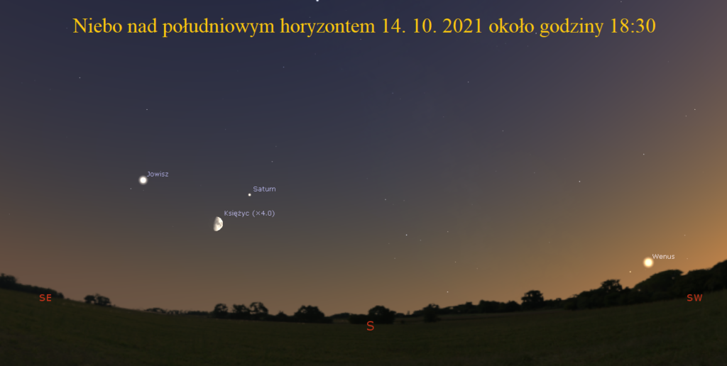Księżyc w pobliżu Saturna i Jowisza