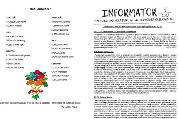 Informator MK PZKO Błędowice. Członkowie mają do wyboru wersję papierową oraz elektroniczną.