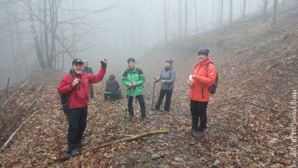 Turyści zrzeszeni w Polskim Towarzystwie Turystyczno-Sportowym "Beskid Śląski" w Republice Czeskiej na szlaku wycieczki w ramach powitania wiosny